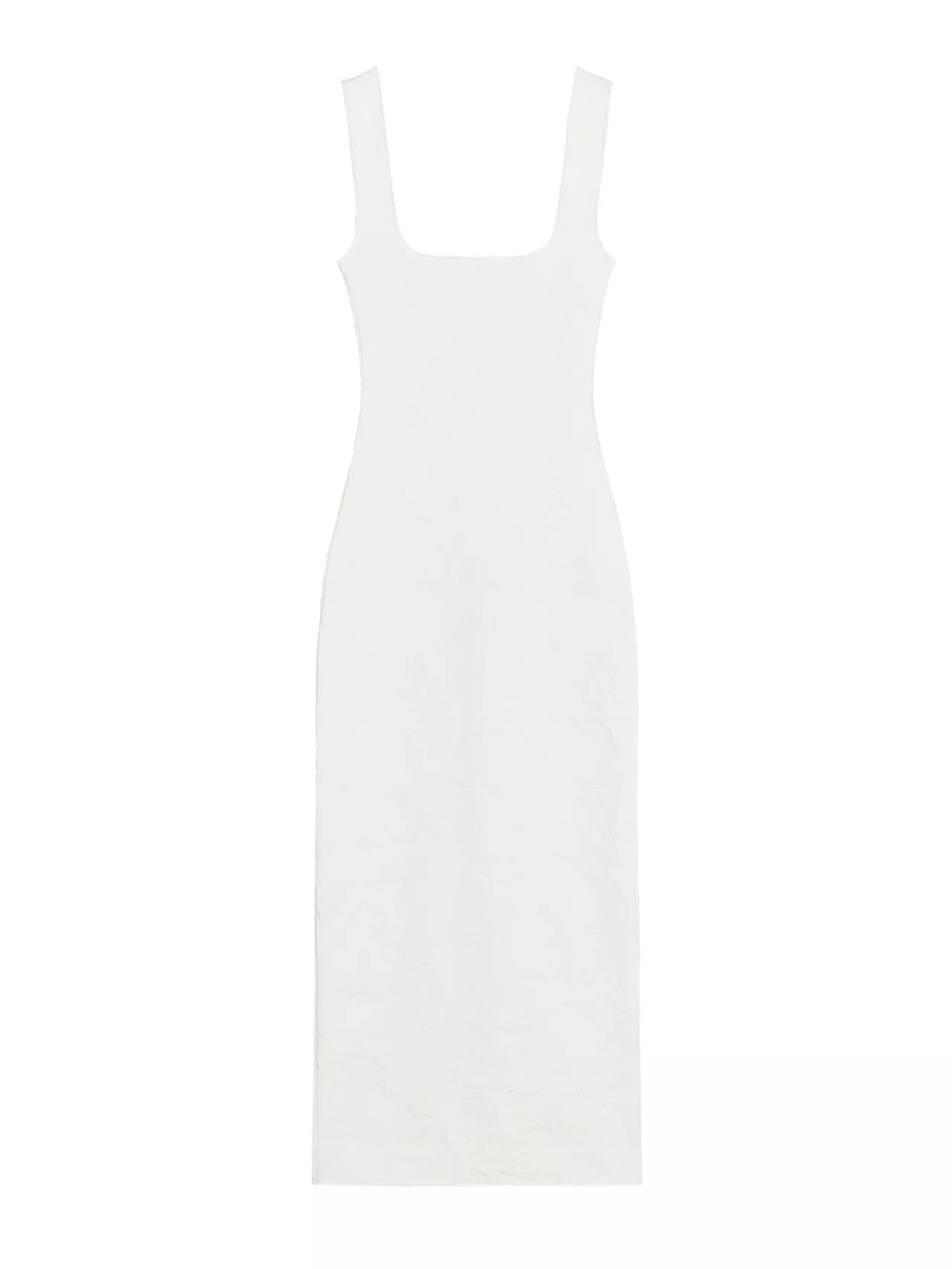 Zara Stretch Square Neck Midi Dress Oyster White Bodycon